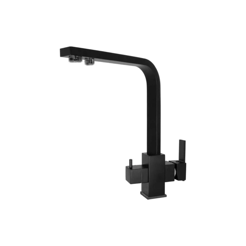 HB76803-7 Смеситель HAIBA однорычаж. д/кухни, с подключением фильтра, нерж. сталь, черный