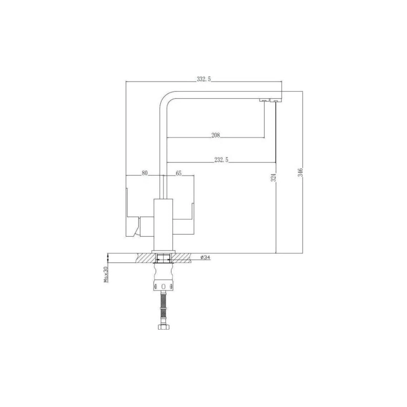 HB76803-7 Смеситель HAIBA однорычаж. д/кухни, с подключением фильтра, нерж. сталь, черный