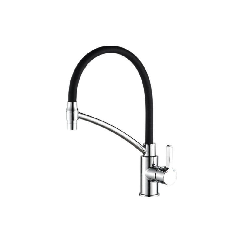 HB73643-7 Смеситель HAIBA однорычаж. д/кухни, гибкий излив, латунь, черный/хром