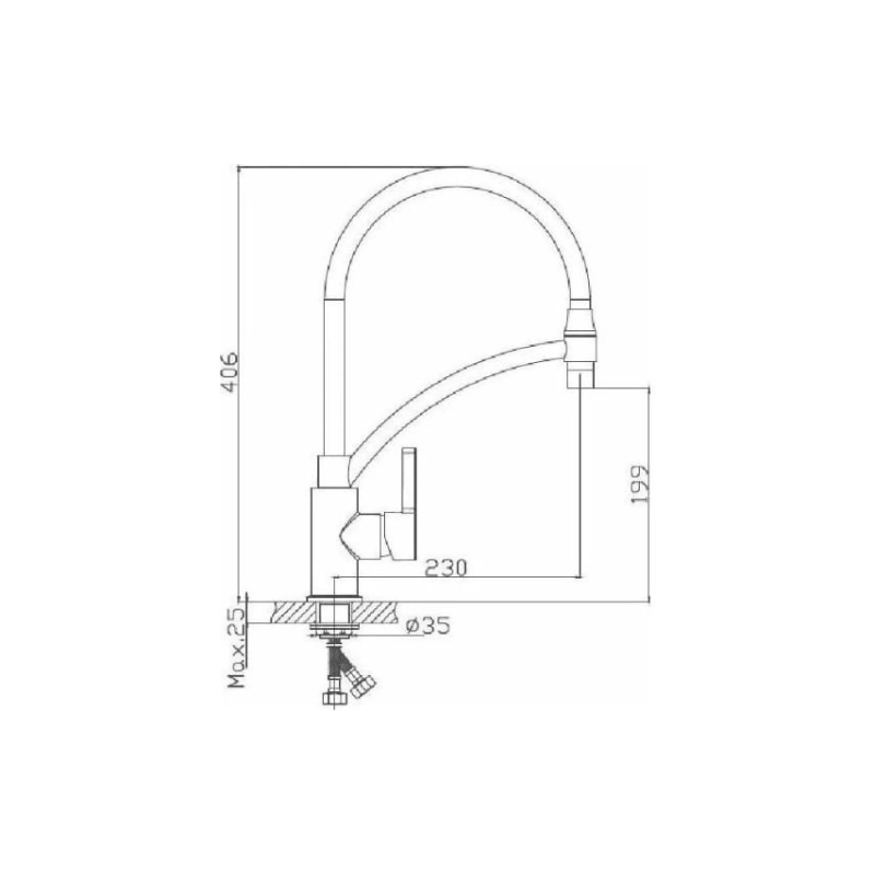 HB73643-3 Смеситель HAIBA однорычаж. д/кухни, гибкий излив, латунь, серый/хром