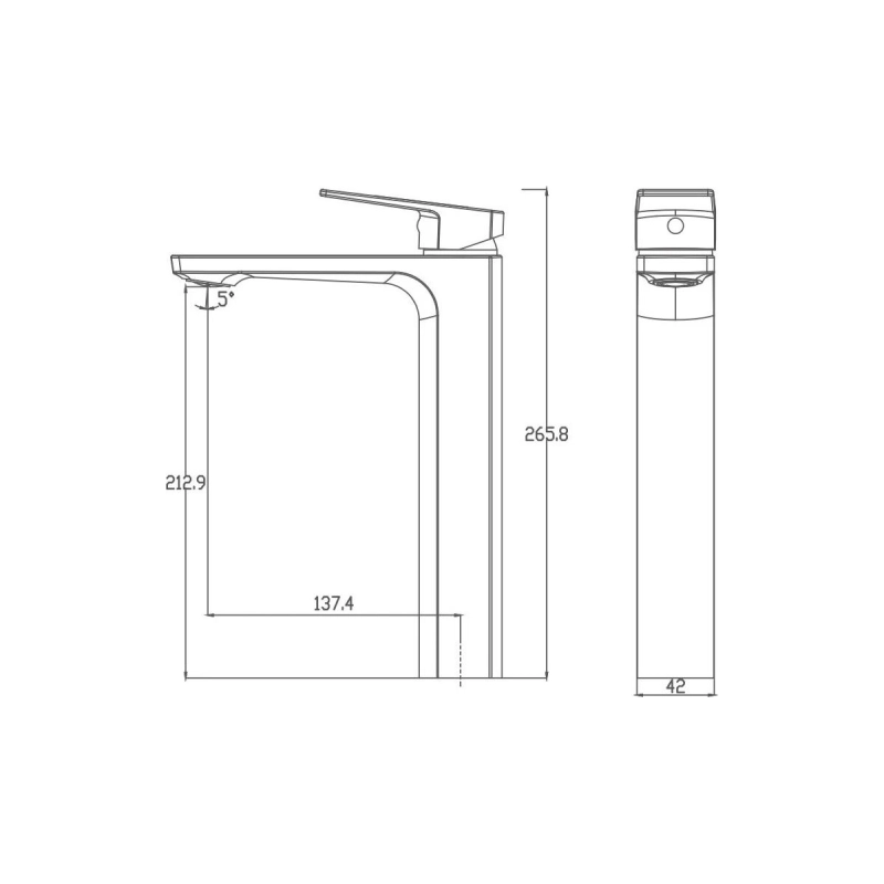 HB11810 Смеситель HAIBA д/раковины, однорыч., высокий излив, латунь, хром