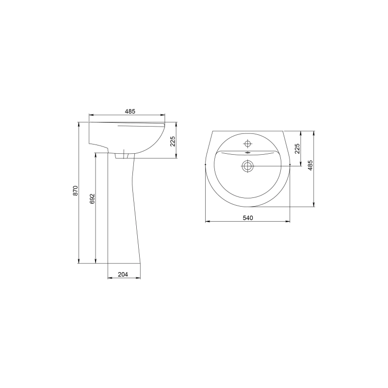 Умывальник СОНАТА 52*46,5 с пъедесталом