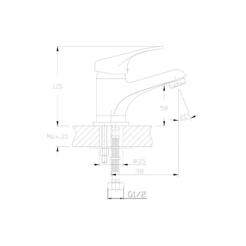 HB1013 Смеситель HAIBA д/раковины, однорыч., латунь, хром