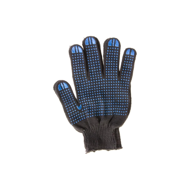 Перчатки х/б трикотаж ПВХ точка, черн. 4 нити, 10кл. Сибртех (67855)