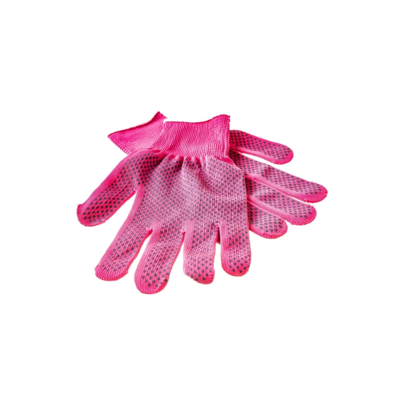 Перчатки трикотаж ПВХ синтетич. нить, точка, роз.фуксия L 13кл. Сибртех (67826)
