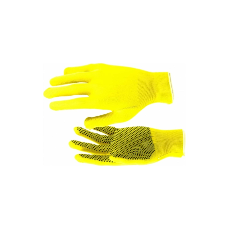 Перчатки трикотаж ПВХ синтетич. нить, точка, лимон L 13кл. Сибртех (67827)