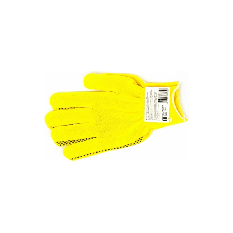 Перчатки трикотаж ПВХ синтетич. нить, точка, лимон L 13кл. Сибртех (67827)