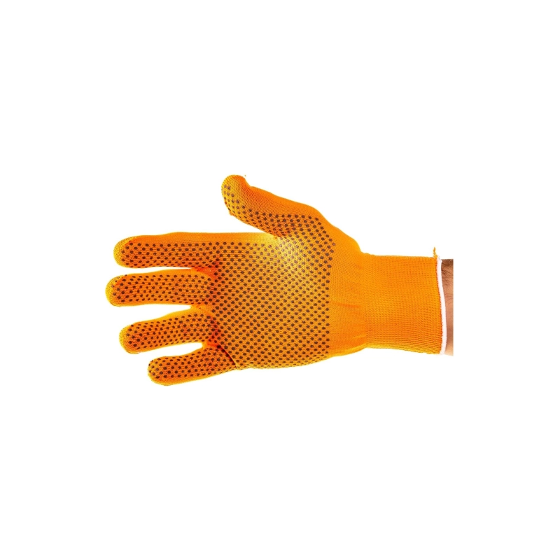 Перчатки трикотаж ПВХ синтетич. нить, точка, оранж XL 13кл. Сибртех (67845)