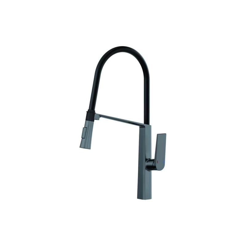 HB73827-3 Смеситель HAIBA однорычаж. д/кухни, гибкий излив, латунь, оружейная сталь