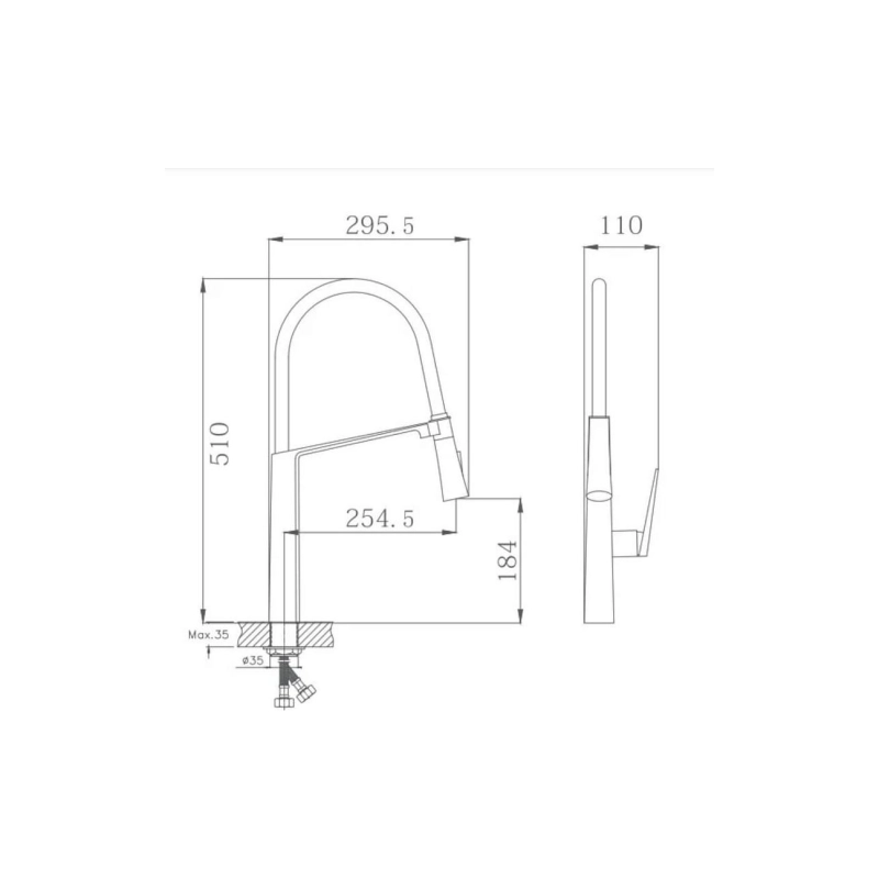 HB73827-7 Смеситель HAIBA однорычаж. д/кухни, гибкий излив, латунь, черный