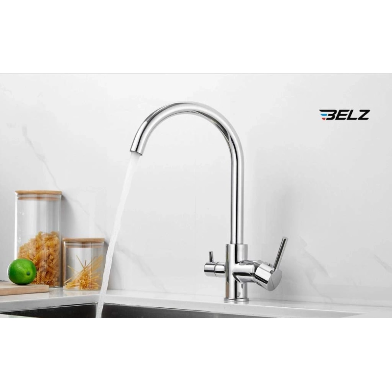 B76801 Смеситель BELZ однорычаж. д/кухни, с подключением фильтра, латунь, хром