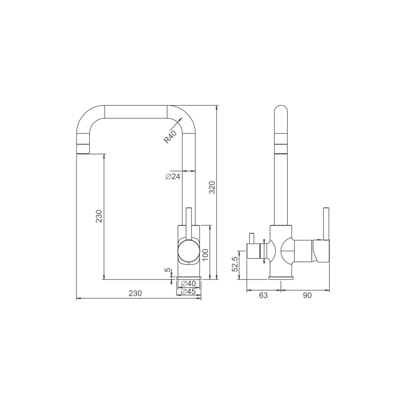 B76802-7 Смеситель BELZ однорычаж. д/кухни, с подключением фильтра, латунь, черный