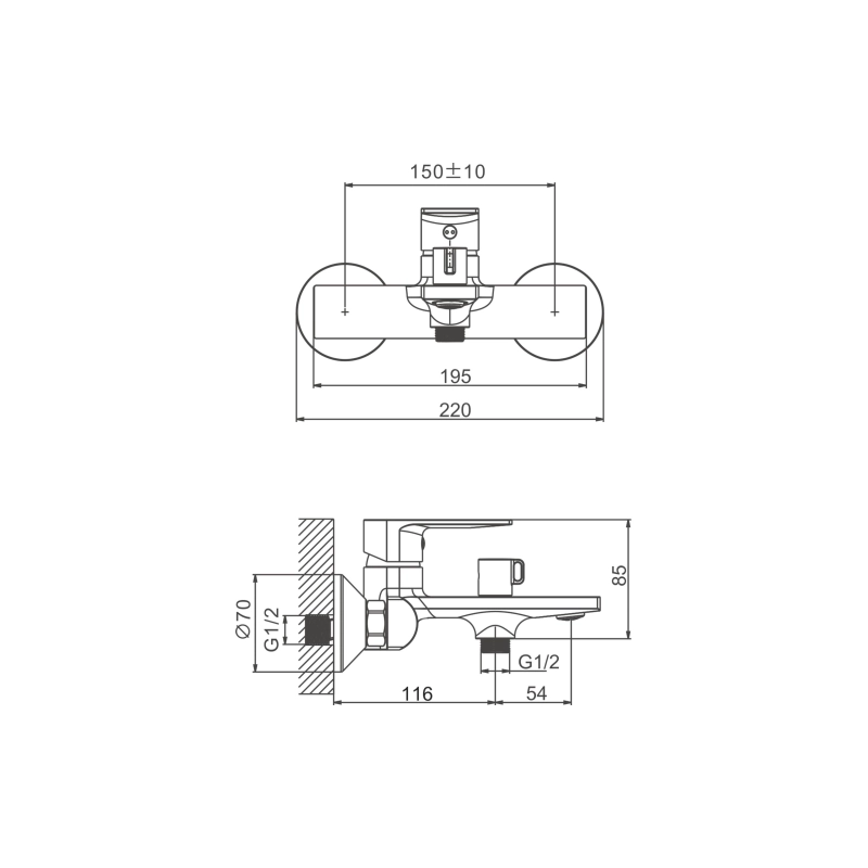 B60678 Смеситель BELZ д/ванны, латунь, хром
