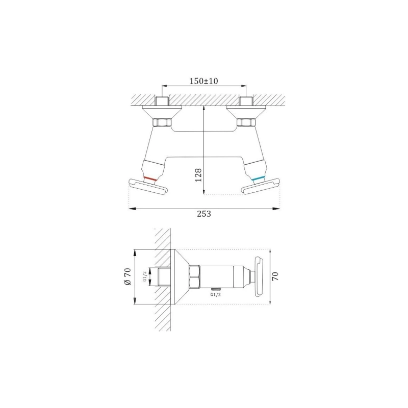 B20832 Смеситель BELZ для душа, двухвент., латунь, хром