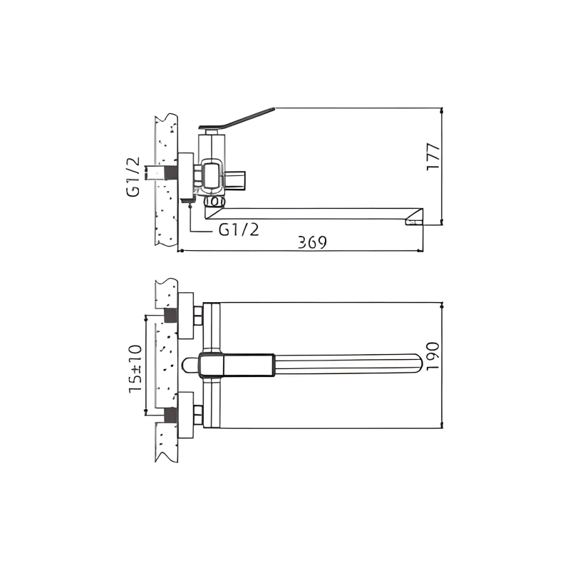 B22618 Смеситель BELZ д/ванны, длинный излив, латунь, хром