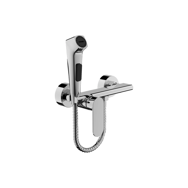 B55645 Смеситель BELZ д/биде настеннеый с гиг.душ, латунь, хром