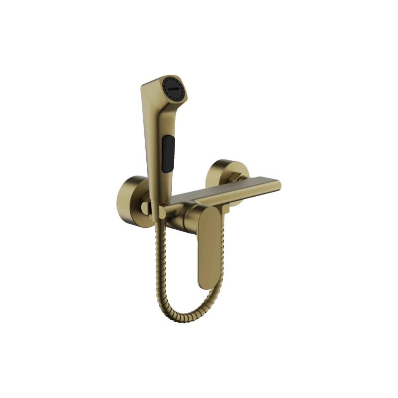 B55645-5 Смеситель BELZ д/биде настеннеый с гиг.душ, латунь, золото