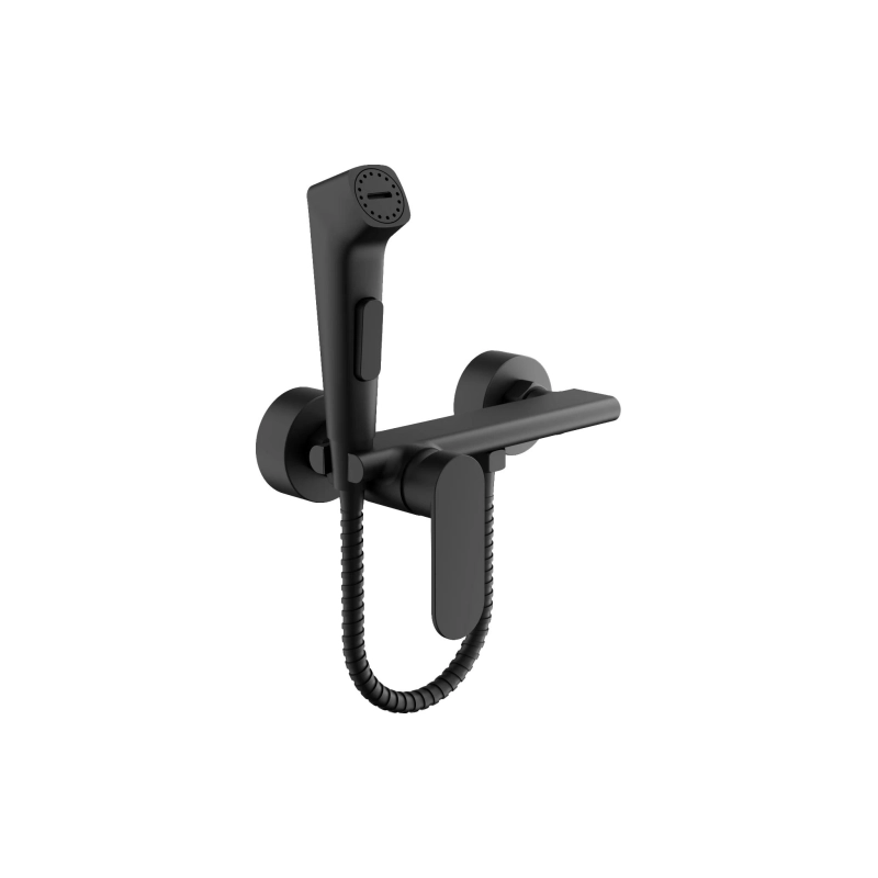 B55645-7 Смеситель BELZ д/биде настеннеый с гиг.душ, латунь, черный