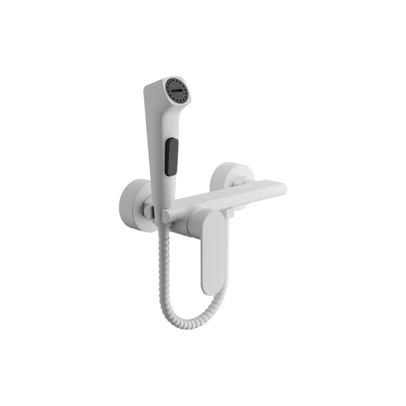 B55645-8 Смеситель BELZ д/биде настеннеый с гиг.душ, латунь, белый