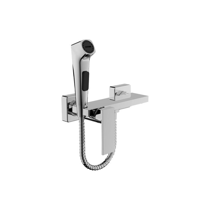 B55653 Смеситель BELZ д/биде настеннеый с гиг.душ, латунь, хром