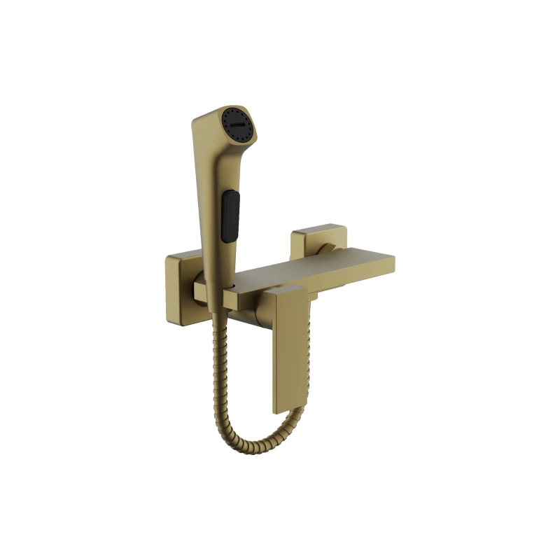 B55653-5 Смеситель BELZ д/биде настеннеый с гиг.душ, латунь, золото