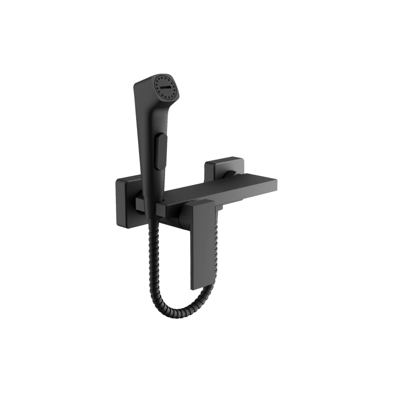 B55653-7 Смеситель BELZ д/биде настеннеый с гиг.душ, латунь, черный