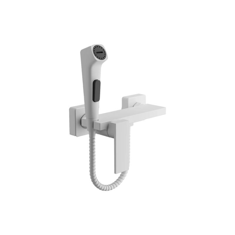 B55653-8 Смеситель BELZ д/биде настеннеый с гиг.душ, латунь, белый