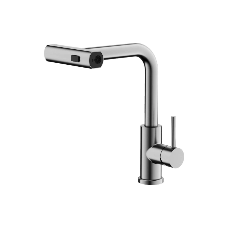 B74811-1 Смеситель BELZ однорычаж. д/кухни, выдвижная лейка, нерж. сталь, сатин