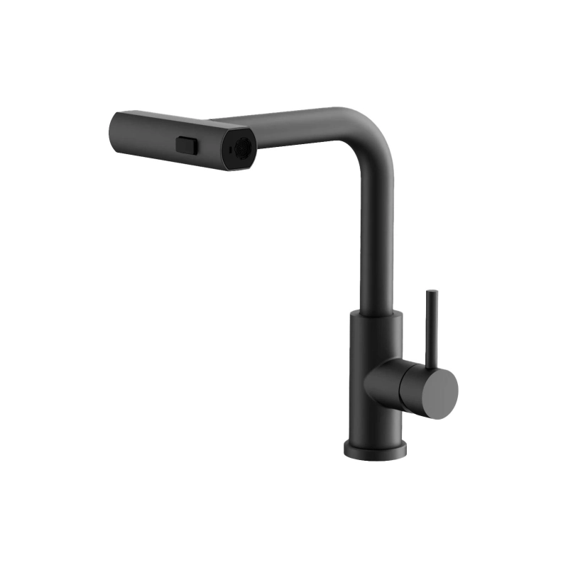 B74811-7 Смеситель BELZ однорычаж. д/кухни, выдвижная лейка, нерж. сталь, черный