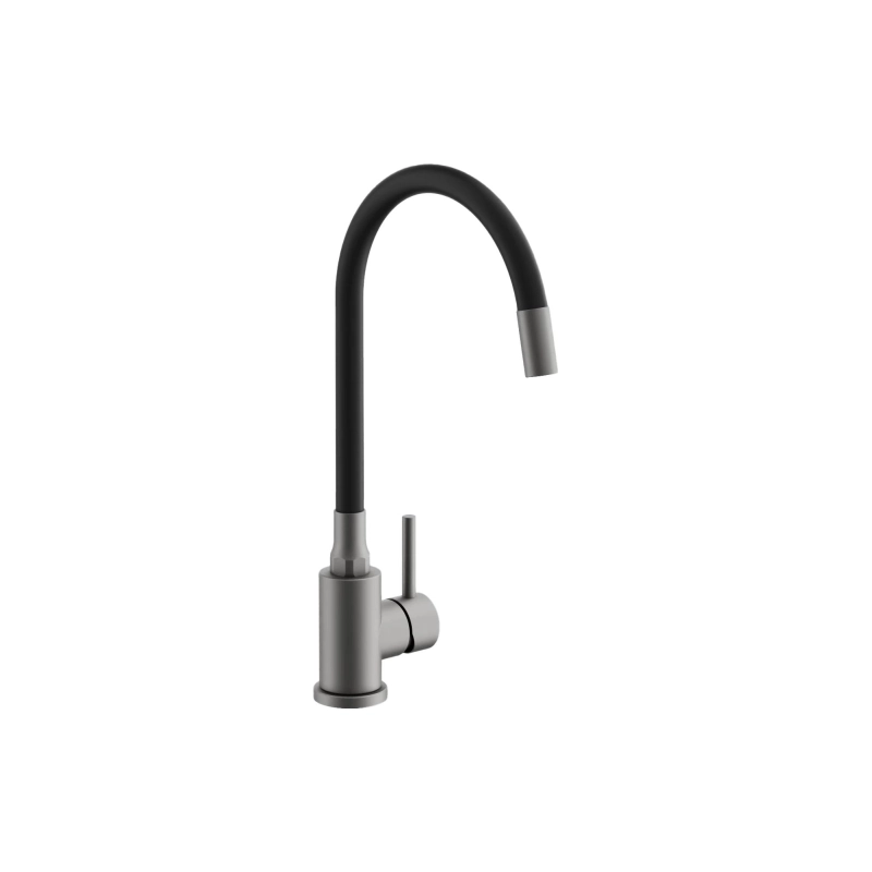 B73810-3 Смеситель BELZ однорычаж. д/кухни, гибкий излив, нерж. сталь, оружейная сталь