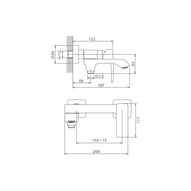 B60507 Смеситель BELZ д/ванны, латунь, хром