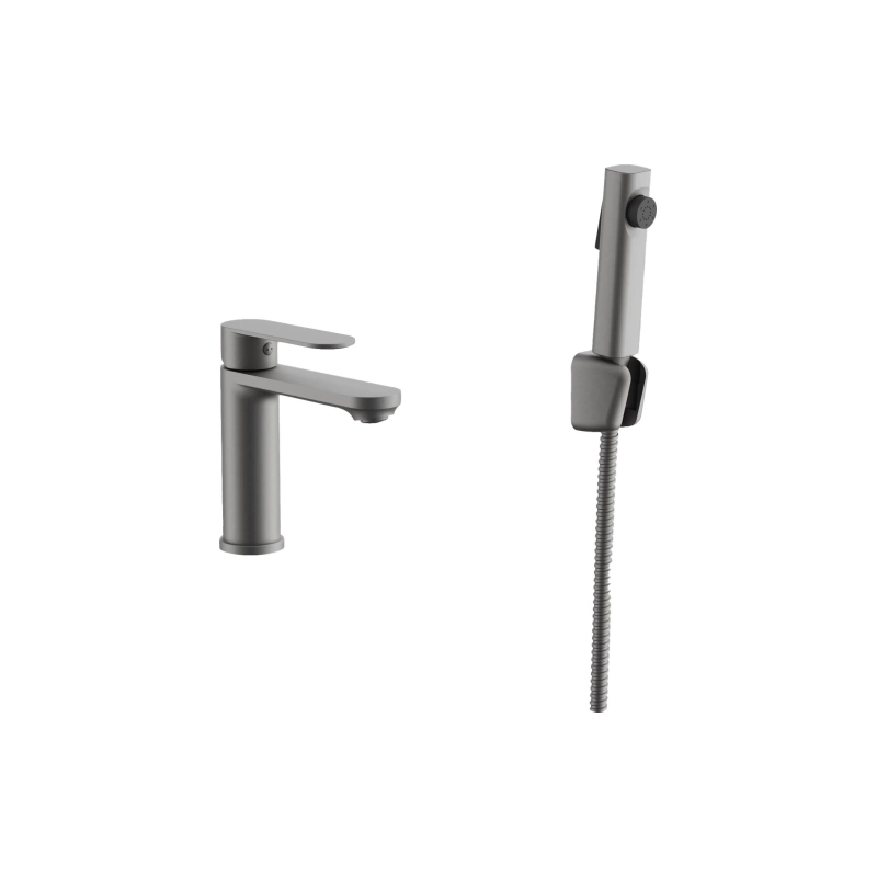 B11713-3 Смеситель BELZ д/раковины, однорыч., высокий излив, латунь, оружейная сталь