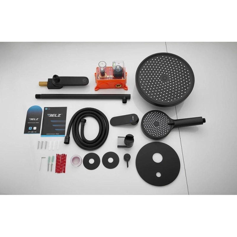 B80713-7 BELZ Душевая система встраиваемая с верх душ. смесит. ручн.лейк., латунь, черный