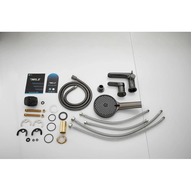 B66713-3 Смеситель BELZ д/ванны на борт, 3 отверстия, латунь, оружейная сталь