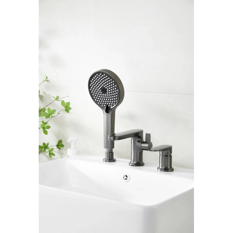 B66713-3 Смеситель BELZ д/ванны на борт, 3 отверстия, латунь, оружейная сталь