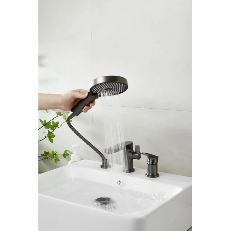 B66713-3 Смеситель BELZ д/ванны на борт, 3 отверстия, латунь, оружейная сталь