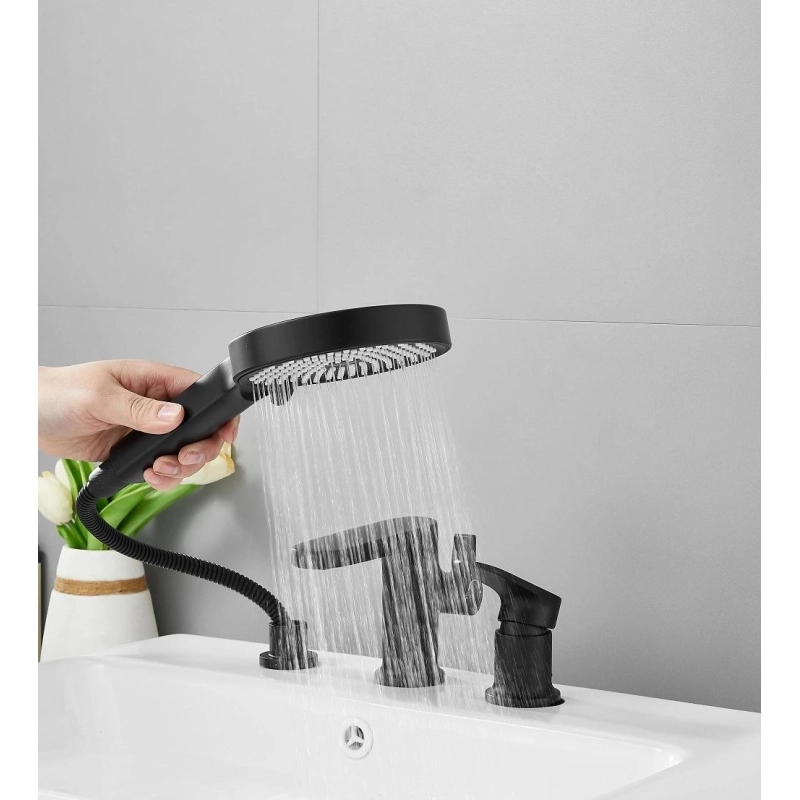 B66713-7 Смеситель BELZ д/ванны на борт, 3 отверстия, латунь, черный