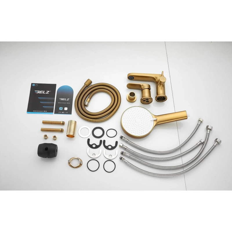 B66713-5 Смеситель BELZ д/ванны на борт, 3 отверстия, латунь, золото