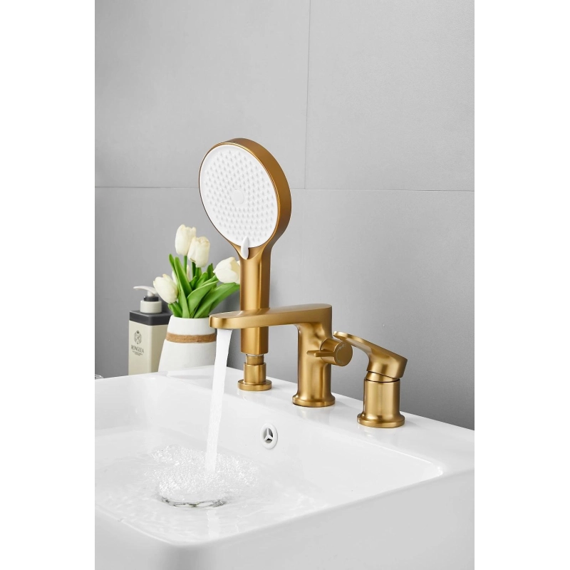 B66713-5 Смеситель BELZ д/ванны на борт, 3 отверстия, латунь, золото