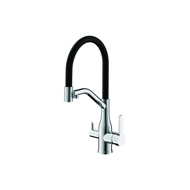 B78815-1 Смеситель BELZ однорычаж. д/кухни, нерж. сталь, сатин/черный