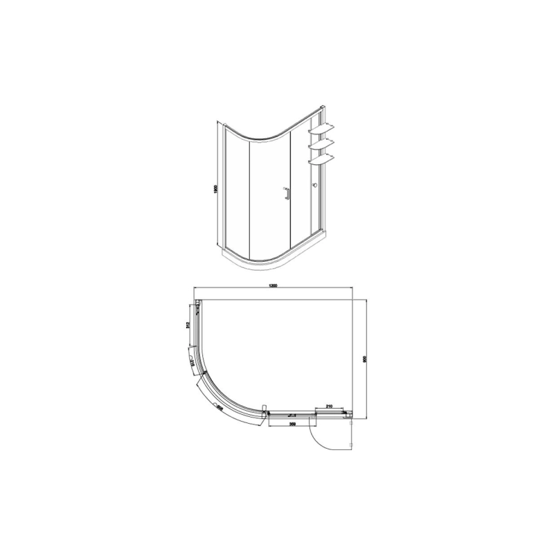 Душевое ограждение VICTORIA 90х120х190 см, левая, б/поддона, серебро, AZNNQ21311L900