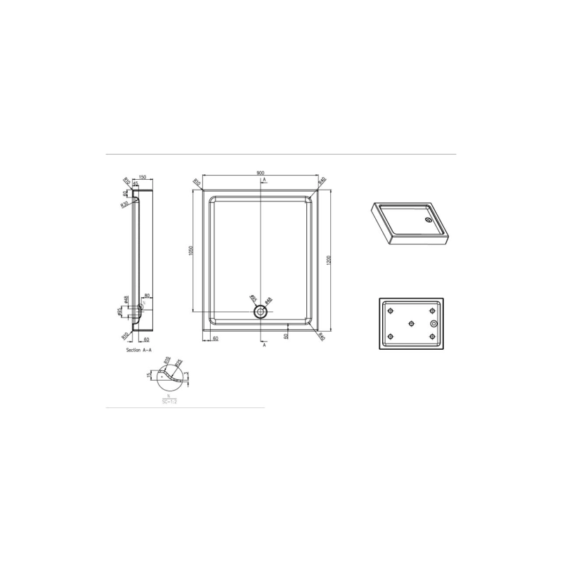 Душевой поддон акрил. 90х120х15 см, прямоугольный, P1912R/L