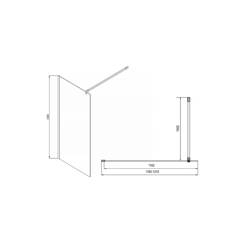 Душевая перегородка CHICAGO Walk-in 120x195 см, б/поддона, черный, AZNAR63101200Black