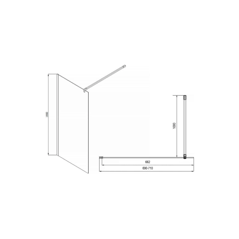 Душевая перегородка CHICAGO Walk-in 90x195 см, б/поддона, черный, AZNAR6310900Black