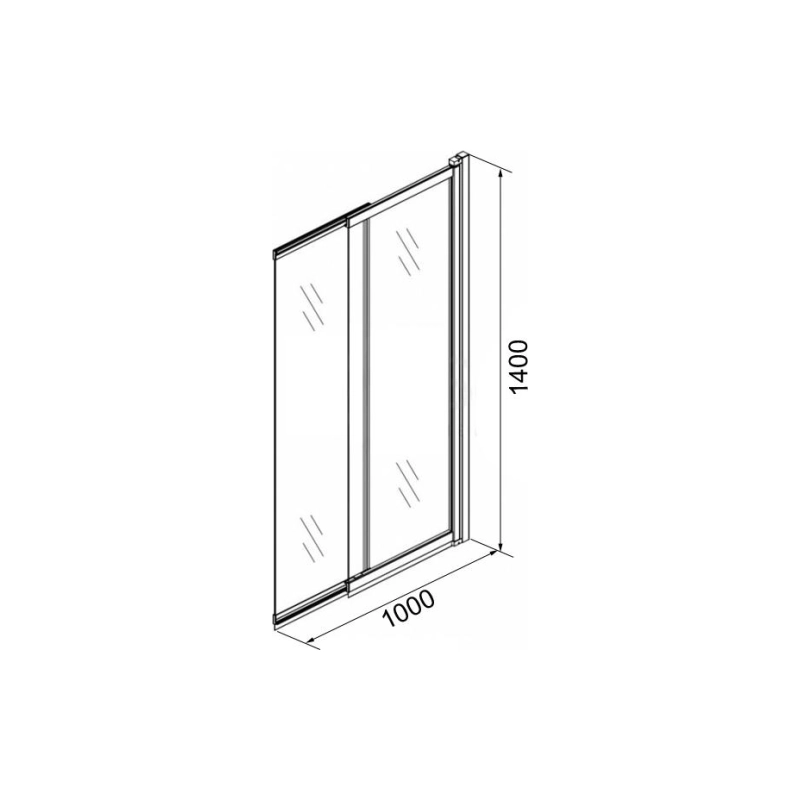 Шторка для ванны MERRIT 100х140 см, раздвижная, черный, AZNF61221000BLACK