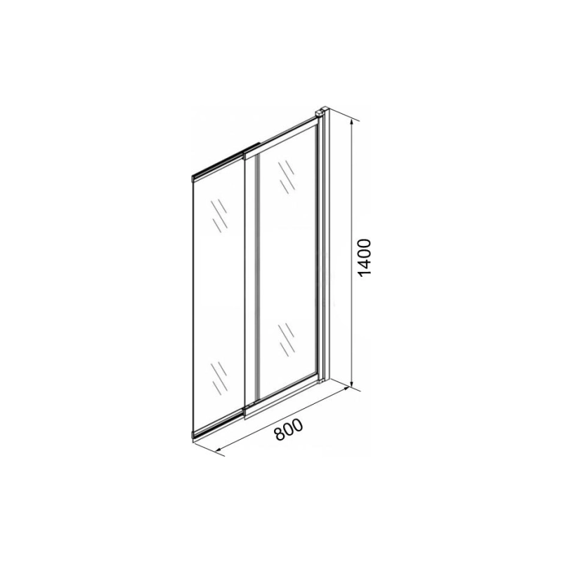 Шторка для ванны MERRIT 80х140 см, раздвижная, серебро, AZNF6122800