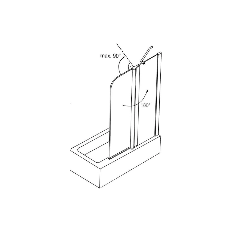 Шторка для ванны MERRIT 110(70+40)х140 см, проз. стекло, серебро, AZNF62211100