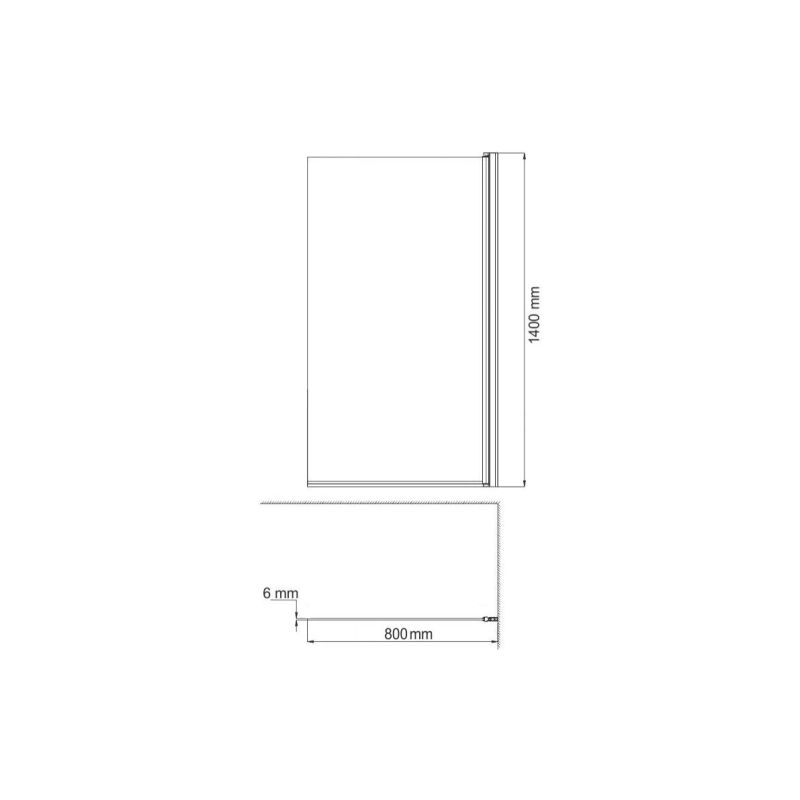 Шторка для ванны MERRIT 80х140 см, проз. стекло, черный, AZNF63101800BLACK