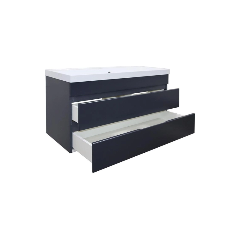 Тумба Эстима 100/2 99,5х44,7х55,5 см, подвесная, с раковиной Астория 100, графит, CS00094586