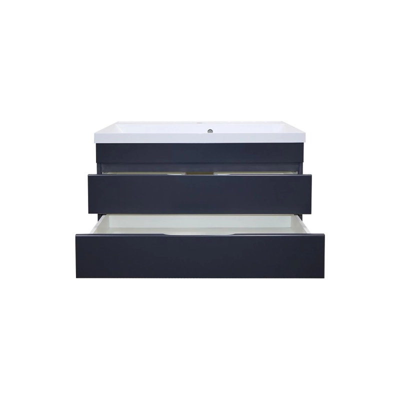 Тумба Эстима 100/2 99,5х44,7х55,5 см, подвесная, с раковиной Астория 100, графит, CS00094586